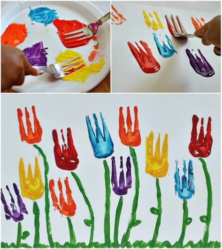 peinture d'enfant de tulipes